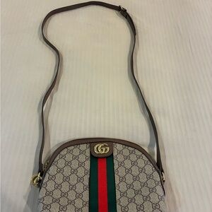 Gucci Signature Beige and Brown Crossbody Bag